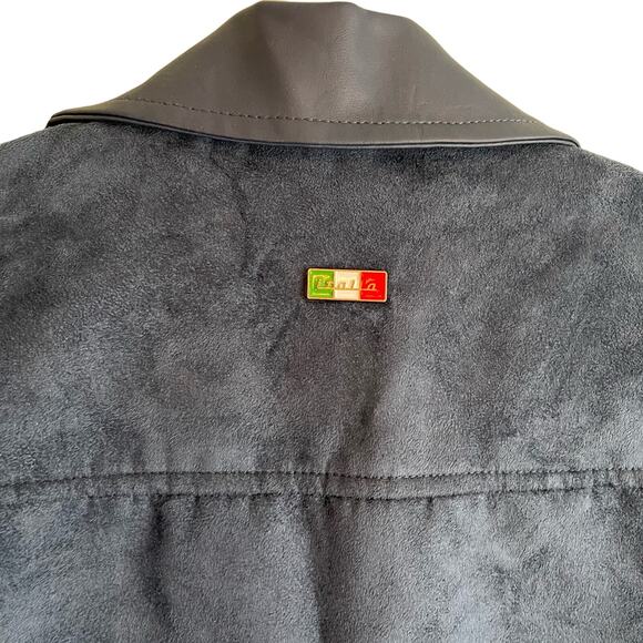 Superlative Fashion SF Italian Luxury Bomber Jacket Mens M Suede Zip Up Blue NWT - Picture 11 of 14